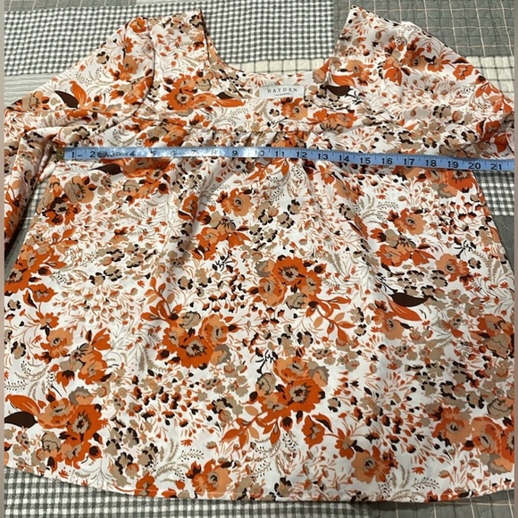 HAYDEN | Warm Orange Whimsical Floral Boho Peasant Top | Small - Picture 8 of 8